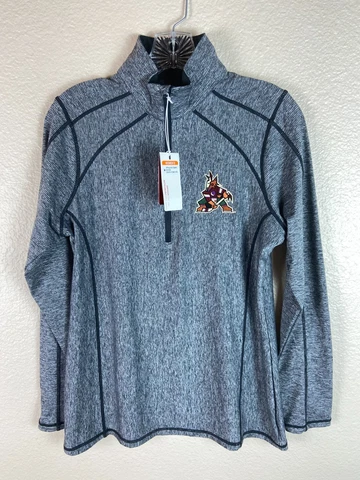 Antigua Womens Arizona Coyotes Jacket Size Medium Heather Gray Kachina Pullover Cover