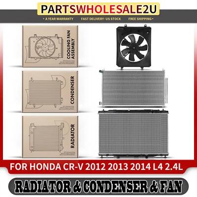 Radiator & AC Condenser & Cooling Fan Kit for Honda CR-V 2012 2013-2014 L4 2.4L - Image 1 of 4