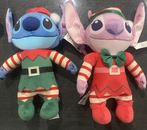 NEW Disney Stitch And Angel Elf From Lilo & Stitch Holiday Plush 14" - Picture 1 of 4