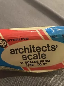 1972 Sterling #531 Architects righello scala plastica da 3/32 a 3" con custodia 12,5" - Foto 1 di 5