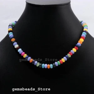 925 Sterling Silver Multi Disco Chalcedony Quartz 8-9MM Gemstone Necklace 18" - Picture 1 of 9