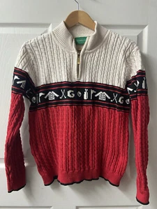 Vintage Liz Claiborne Sweater Womens Large Golf Cotton Cable Knit 1/4 Zip - Picture 1 of 11