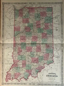 JOHNSON'S; incisione 1864,STATI UNITI ; INDIANA - Picture 1 of 7