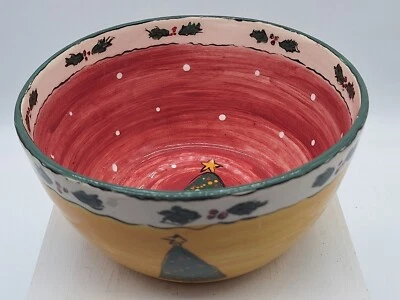 Рождественская керамическая чаша Sally Samins рождественские елки граница Холли - Изображение 1 из 4