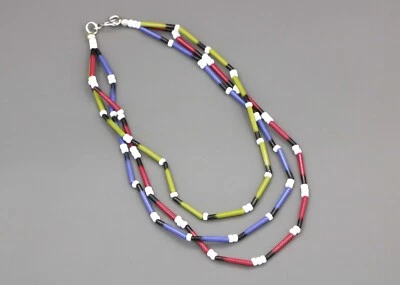 A brightly colored porcupine quill necklace for 18'' American girl Kaya doll
