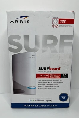 ARRIS Surfboard S33 DOCSIS 3.1 Multi-Gigabit Cable Modem up to 2500 Mbps - Image 1 of 3
