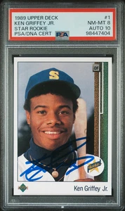 Ken Griffey Jr. #1 Star Rookie 1989 Upper Deck PSA 8 - Imagen 1 de 2
