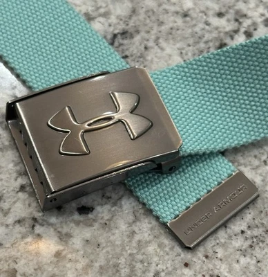 Cinto de golfe Under Armour masculino com correias azul infinito, turquesa e fivela de prata - Imagem 1 de 3