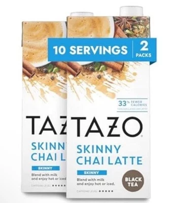 TAZO Skinny Chai Latte Tea Concentrado 32 Fl OZ Paquete de 2 Bebidas bajas en calorías 8/26 Foto 1 de 4