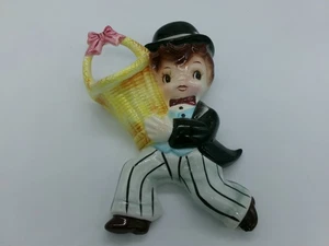 Vintage Lefton 2628 Mr. Cutie Pie Boy Ceramic Wall Pockets -circa 1956 - Picture 1 of 18