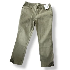 Cat & Jack Girls Jeans Size 16 Super Skinny Olive Lace Capris Denim NEW - Picture 1 of 6