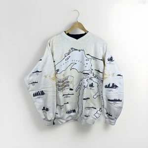Art Unlimited Sportswear Vintage 90s Great Lakes Crewneck AOP Sweatshirt Gr. L - Bild 1 von 10