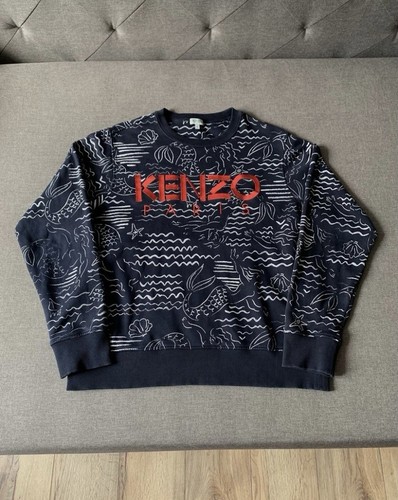 Felpa Kenzo Paris Sirene Blu Navy Vestibilità Regolare