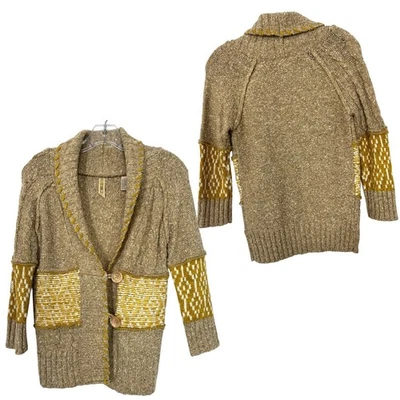 Коренастый вязаный кардиган свитер BKE S шерсти кабель шаль слои уютный богемное рыбака - Изображение 1 из 4