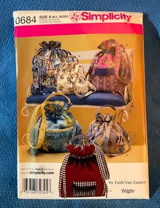 Simplicity Sewing Pattern Drawstring Purses Bags 3 Sizes Uncut 0684 MAP - Picture 1 of 3