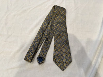 Corbata Thomas Rosa 100% Seda Azul/Dorado Cesta Tejido Hecha en Inglaterra Foto 1 de 4