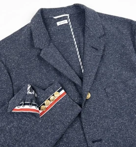 Blazer Thom Browne Para Hombre Talla 4 Azul Abrigo Deportivo Chaqueta Hecho en Japón Lavado - Imagen 1 de 22