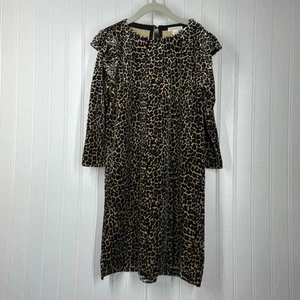 Crewcuts Girl Tan & Black Long Sleeve Leopard Print Dress Size 8 - Picture 1 of 8