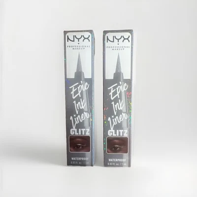 2x NYX Epic Ink Liner Glitz Impermeable en Llameante Acampanado EILG04 Tamaño Completo 0.03floz Foto 1 de 4