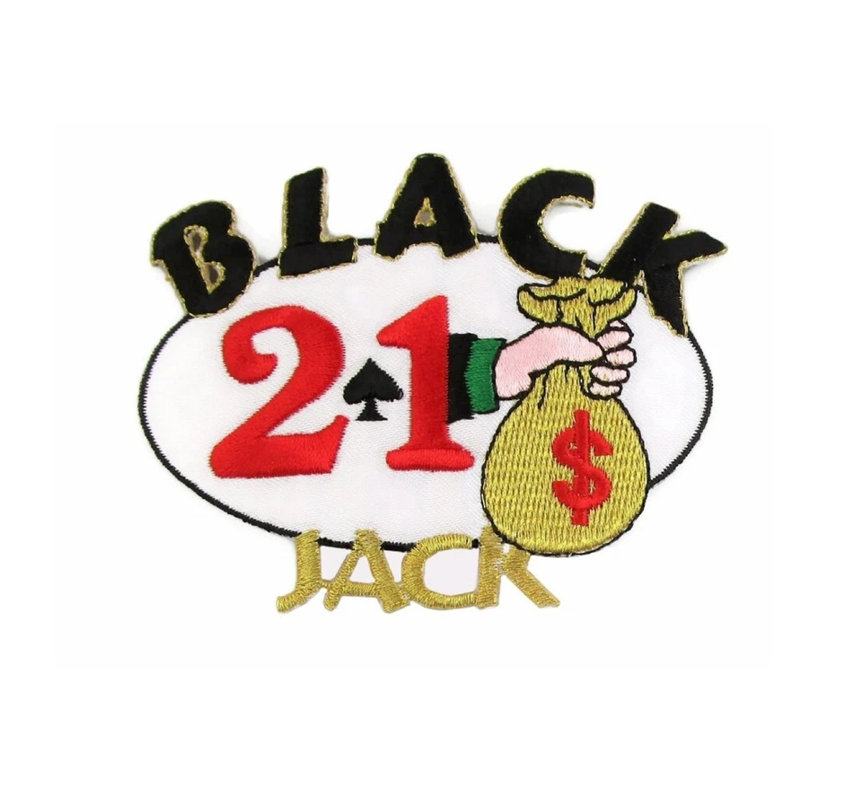 Parche bordado Black Jack 21 planchado Casino Vegas Blackjack aplique ganador Foto 1 de 2