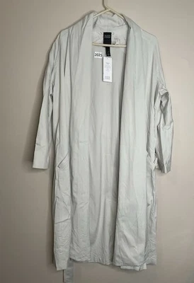 Nuevo con etiquetas Abrigo Elagante Eileen Fisher Sarga Lateral Trench Hueso Envoltura Mujer Talla M Foto 1 de 4