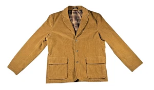 Vtg L.L. Bean Men’s Cognac Corduroy Three Button Blazer Jacket Pockets Size44Reg - Picture 1 of 16