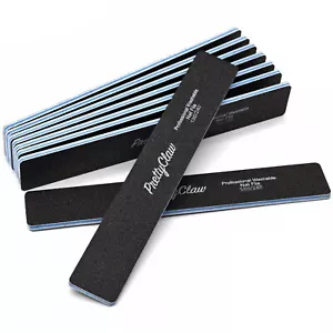 10pc Professional Nail Files Acrylic File Rectangle Black Jumbo File 180/240 - Picture 1 of 6