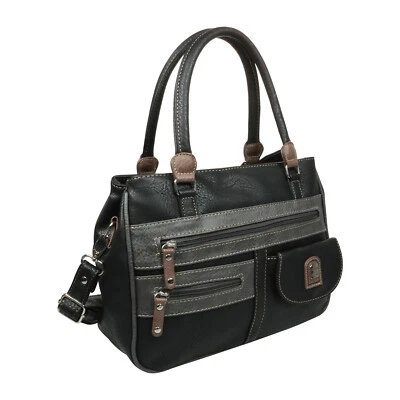 Praktische Damen Tasche Handtasche Schwarz Handgriffe Umhängetasche Shopper Edel - Bild 1 von 4