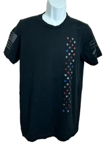 Camiseta negra estilo grunt para hombre talla mediana bandera americana estrellas manga corta - Imagen 1 de 8