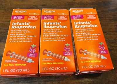 4 PACK Basic Care Infants Ibuprofen 1 oz each Oral Suspension Drops Berry -RK5 - Image 1 of 2