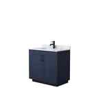 Wyndham Collection Single Bath Vanity With Marble Top And Basin 36"W Dark Blue