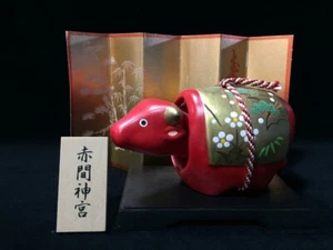 O0487 / Puppe im roten Kuhstil AKABEKO / Okimono / japanisch Vintage - Bild 1 von 10