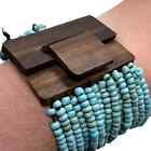 Pink House Style Stretch Bracelet Boho Glass Bead Wood Buckle New with Tag NWT