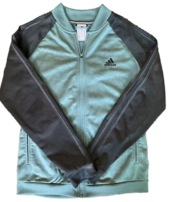 Chaqueta deportiva Adidas para mujer cremallera completa floral estampado hawaiano verde azulado Foto 1 de 4