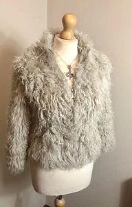 Giacca bomber IRO Kald pelliccia mongola pelle di pecora shearling zip cropped taglia 6-8 - Foto 1 di 20