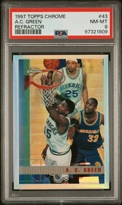1997 TOPPS CHROME REFRACTOR #43 A.C. GREEN PSA 8 - Picture 1 of 2