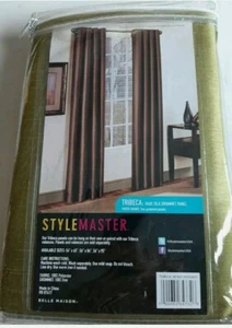 Belle Maison Stylemaster Tribeca Faux Silk Grommet Curtain Panel 56 x 63 AVOCADO - Picture 1 of 2