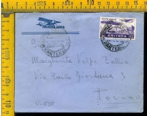 Regno Colonie Eritrea posta aerea aviazione militare testo batt Inghilterra v636 - Foto 1 di 2