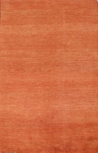 Versatile Gabbeh Solid Design Orange Wool Modern Rug Ideal for Any Room 3x5 ft - Picture 1 of 13