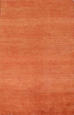 Versatile Gabbeh Solid Design Orange Wool Modern Rug Ideal for Any Room 3x5 ft - Image 1 of 4