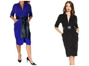 Vintage Catherine Malandrino Favorites violett eleganter Kunstledergürtel 10 $ 499 neu mit Etikett - Bild 1 von 12