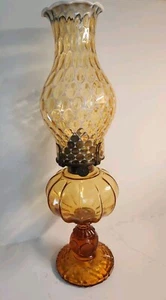 Vintage Fostoria Amber Coin Glass Opalescent Shade Oil Lamp Missing Wick - Picture 1 of 12
