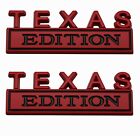2pc Red/Black Metal TEXAS Emblems Fender Badge Car Truck Decal Sticker