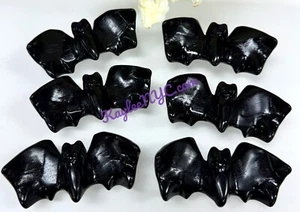 Wholesale Lot 6 PCs Natural Black Obsidian Bats Healing Energy Crystal - Picture 1 of 7