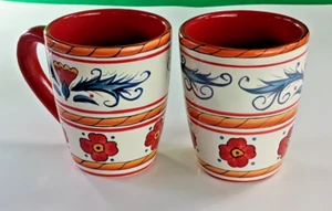 Juego de 2 tazas italianas de mesa - cerámica floral de 16 oz - hechas a mano - Imagen 1 de 10