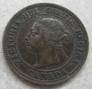 1891 Canada One Cent Victoria; Small Date Large Leaves OBV3. - Picture 1 of 2