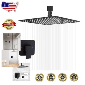 Elegante grifo de ducha de lluvia negro mate y brazo de 13 pulgadas - Configuración completa de baño - Imagen 1 de 9
