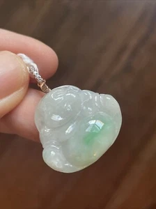 Neu mit Etikett Klasse A natürlicher burmesischer Jadeit Anhänger 飄綠 Buddha - Bild 1 von 9
