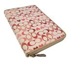 Coach White Pink Hearts Signature Tablet/ iPad Case Holder Zip 8x5in Folio 