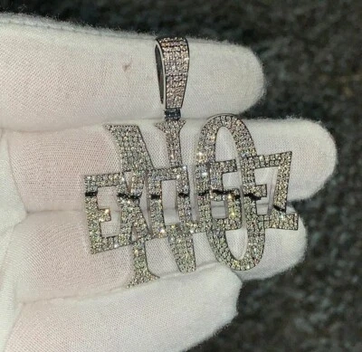 Colgante con logotipo inicial de diamante natural personalizado para hombre rapero DJ 925 joya de plata Foto 1 de 4